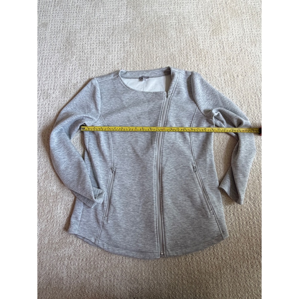 T by Talbots Jacket‎ Size M Gray Asymmetrical Zip Scuba Knit Sporty Minimalist